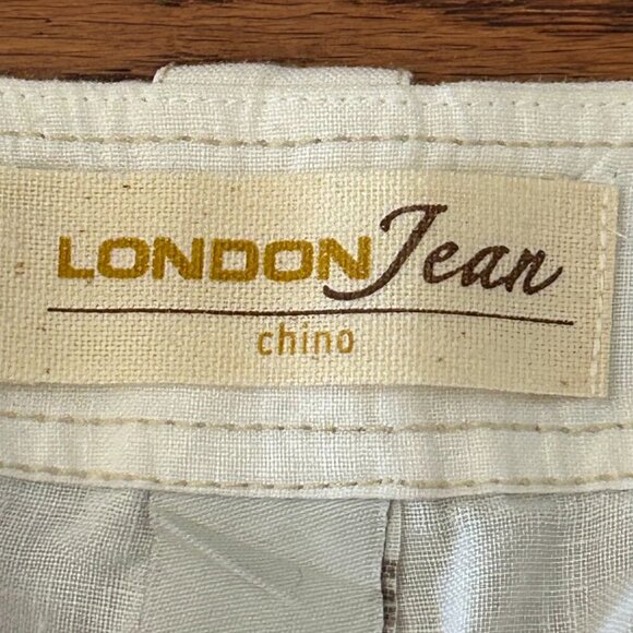 London Jean 100% Linen Chino Wide Leg Pants Jeans Mid Rise Size 4 Cream Preppy - Picture 8 of 11